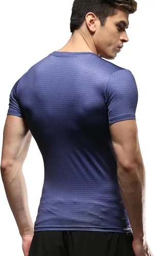 Vista 2 de Red Plume Camiseta deportiva de compresión para hombre, diseño de murciélagos