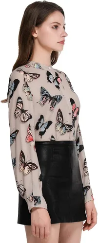 Vista 4 de Momo Jimmy Blusa de manga larga para mujer, holgada, casual, con estampado de cachemira, con botones