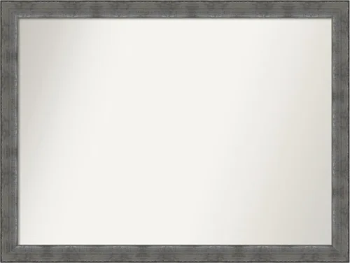 Vista 63 de Amanti Art Espejo de baño plateado para sobre el fregadero, 24 x 24 pulgadas, espejo cuadrado de peltre forjado a medida, marco de madera casual