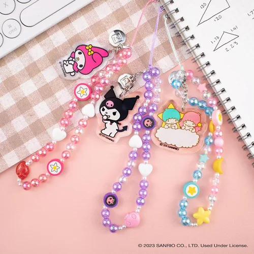 Vista 5 de iFace - Pulsera de cuentas de Hello Kitty y sus amigos - Correa universal para teléfono con dije, bonita cadena para muñeca, cordón estético a.