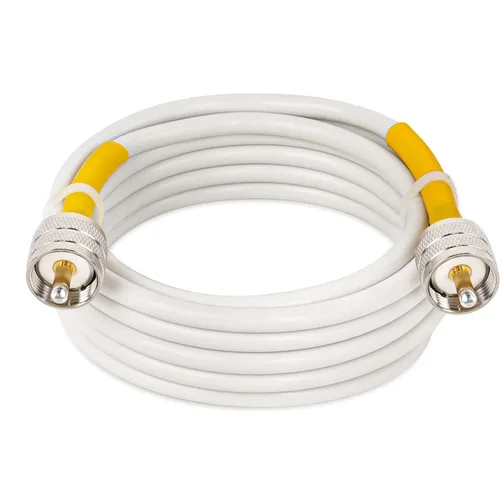 Vista 15 de MOOKEERF RG8x Cable de puente 1m, paquete de 2 cables coaxiales CB de 50 Ohm, cable de antena de baja pérdida UHF PL259 macho a macho, blanco marino