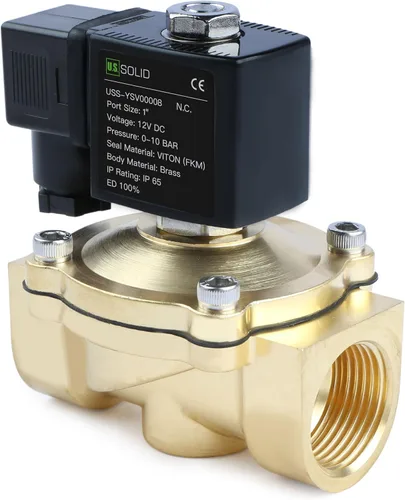 Vista 10 de U.S. Solid Válvula solenoide de latón de 1/2" - 12V DC, normalmente cerrada, válvula eléctrica de 10 bar para agua, aire, diésel