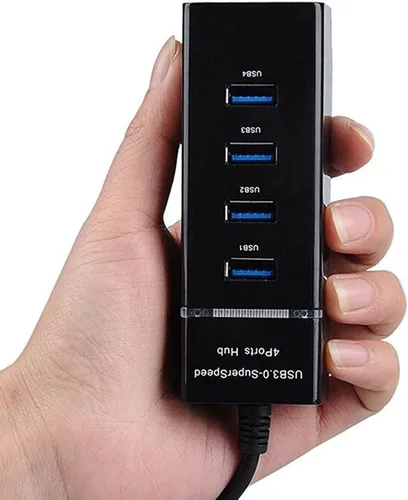 Vista 2 de Hub USB 3.0 Divisor de puerto USB, concentrador de datos USB de alta velocidad de 4 puertos con indicador LED para laptop, PC, computadora, disco