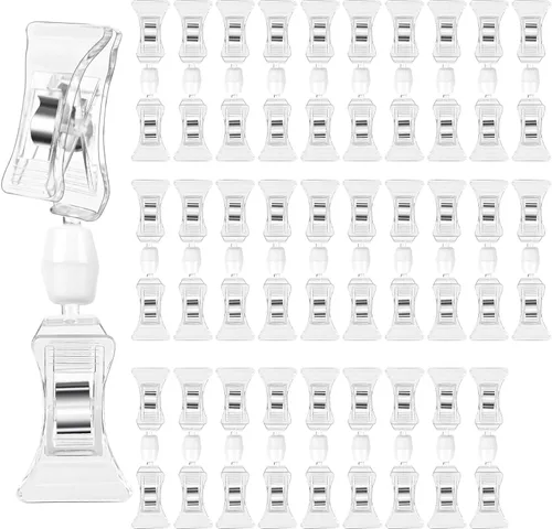 Vista 13 de Clips de etiqueta de precio giratorios de doble cara de plástico, paquete de 12 unidades para señales y exhibiciones de ropa