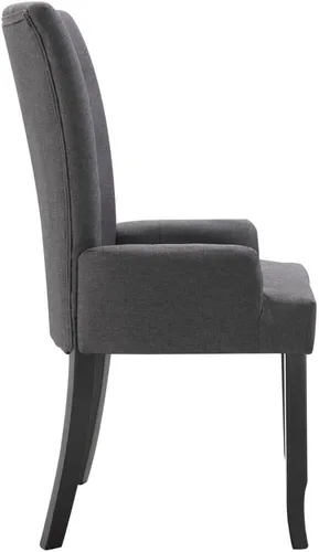 Vista 5 de Ergonomic Dining Chair, Dark Grey Polyester Fabric, Solid Oak Wood Frame, Modern Kitchen & Dining Room Furniture