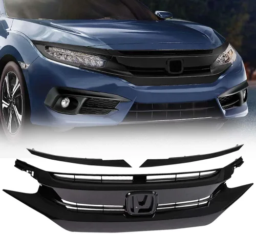 Vista 11 de PIT66 Protector de parrilla de parachoques delantero superior e inferior, compatible con Honda CRV 07-09 negro/cromo
