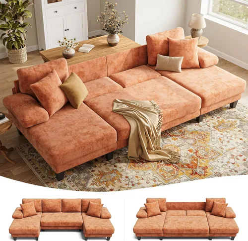 Vista 8 de Txtin's - Sofá cama con sofá cama extraíble Sofás de 112 pulgadas para sala de estar Sofá cama convertible en forma de U Chenille gris oscuro