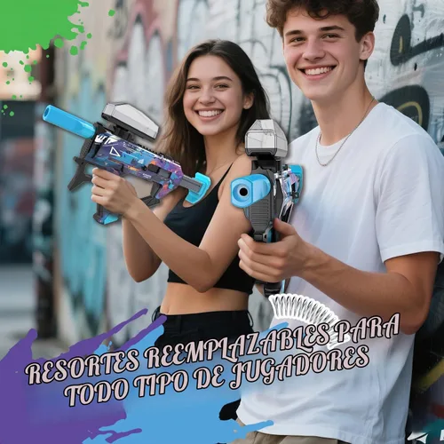 Vista 5 de Lanzador eléctrico de bolas de gel, lanzador de bolas de salpicaduras con potencia ajustable