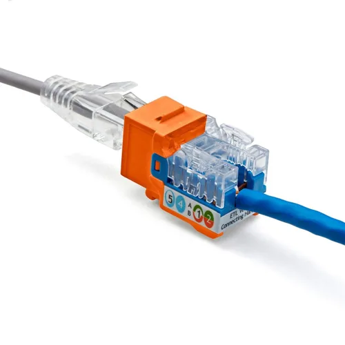 Vista 127 de TRUE CABLE Conector Keystone Cat5e, sin blindaje (UTP), perforado de 90 grados, PoE++ (4PPoE) 100W, certificación UL, verificado ETL, certificado