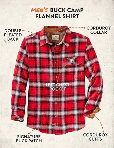 Vista 5 de Legendary Whitetails Men's Buck Camp Flannel Plaid Shirt