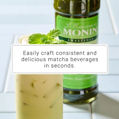 Vista 4 de Monin - Concentrado de té verde matcha, hecho con polvo matcha japonés orgánico, 40 mg de cafeína por porción, ideal para café con leche, limonadas