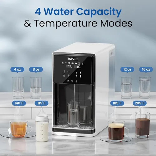 Vista 5 de Sistema de filtro de agua de ósmosis inversa UV para mostrador, sistema RO caliente, purificador de agua de 8 etapas, tanque de agua grande de 7L