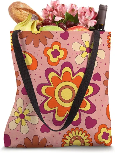 Vista 4 de Groovy Retro 70s Psicodélico Floral Hippie Indie Bolsa de mano estética