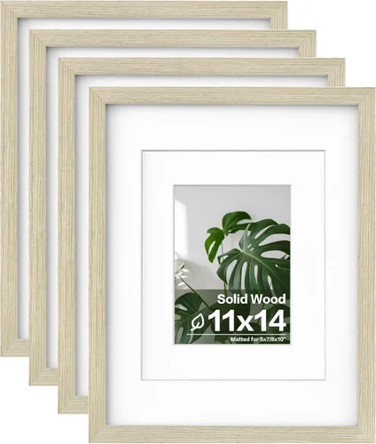Vista 86 de Egofine - Juego de 4 portarretratos A4 de madera maciza y cubierta de plexiglás de 4 x 6/6 x 8 pulgadas con paspartú o A4 sin paspartú, para mesa