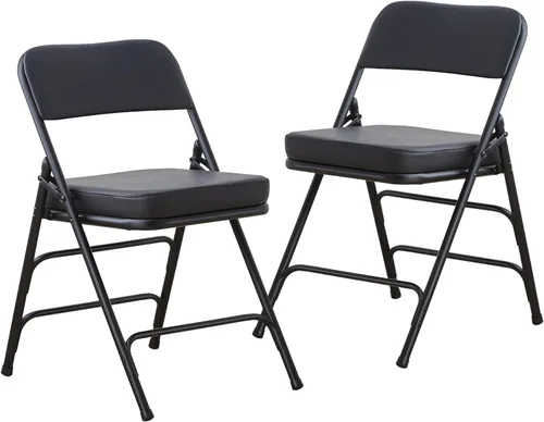 Vista 10 de BOOSDEN Sillas plegables acolchadas azules, silla plegable con cojín grueso
