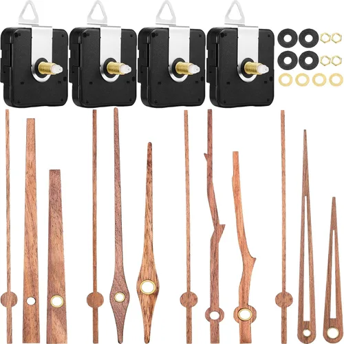 Vista 9 de Mudder Kit de repuesto de mecanismo de reloj de cuarzo de 4 piezas con 4 tipos de manecillas de reloj de madera de nogal para piezas de reparación