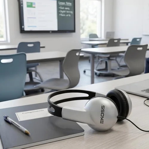 Vista 6 de Koss UR10 - Auriculares educativos, color plateado, para niños y todas las edades, con cable Negro