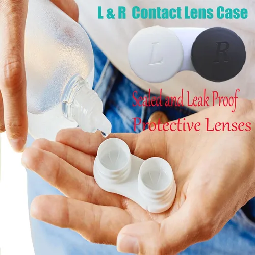 Vista 5 de Paquete de 4 Estuches para Lentes de Contacto a Granel Caja Contenedor de Remojo y Almacenamiento (Negro)
