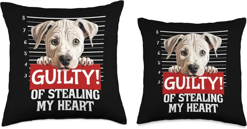 Vista 3 de Funny Guilty Dog by GD Funny Dogo Argentino Dog Breed Guilty Mugshot Fur Baby Pet Throw Pillow, 16x16, Multicolor