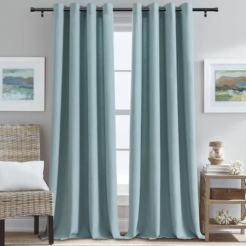 Vista 17 de H.VERSAILTEX Cortinas de cocina texturizadas de lino natural con ojales de 45 pulgadas de largo, lino sintético grueso para oscurecer la habitación