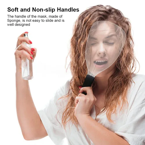 Vista 3 de 3 protectores faciales para laca para el cabello, protector facial de mano con mango de esponja, cubierta protectora de maquillaje reutilizable