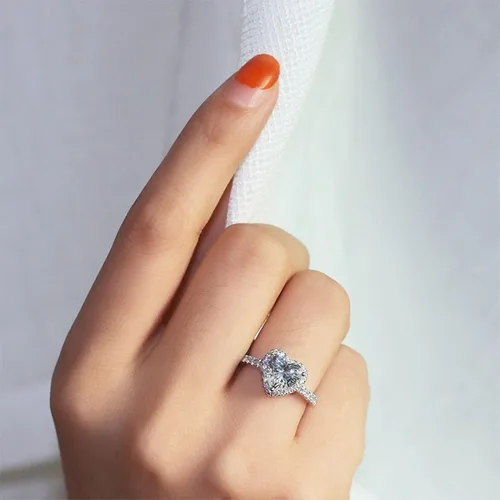 Vista 6 de Iumer - Anillo de zircón de dos piezas con incrustaciones de diamantes de imitación artificiales para mujer, talla 6-10.