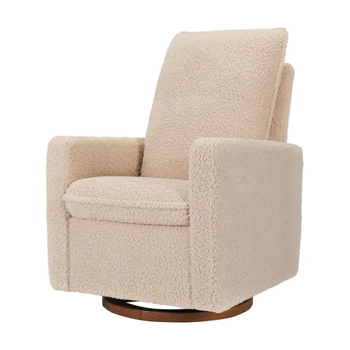 Vista 10 de Babyletto Cali Flange reclinable y planeador giratorio en lazo de peluche almendra, Greenguard Gold y certificado CertiPUR-US GREENGUARD Gold &
