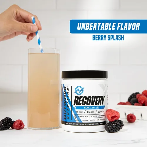 Vista 4 de Outwork Nutrition Polvo de recuperación después del entrenamiento, monohidrato de creatina, Ashwagandha KSM-66 y cereza ácida, acelera