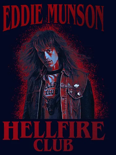 Vista 2 de Fifth Sun Camiseta Stranger Things Hellfire Club Eddie Munson para hombre