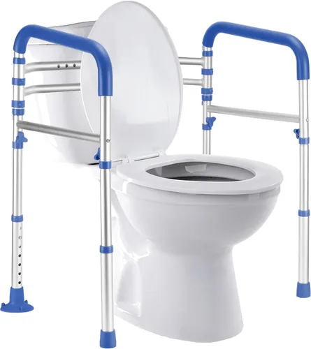 Vista 9 de Lianjindun Barras de seguridad para inodoro, asas de baño plegables y portátiles para ancianos, personas mayores, discapacitados y minusválidos
