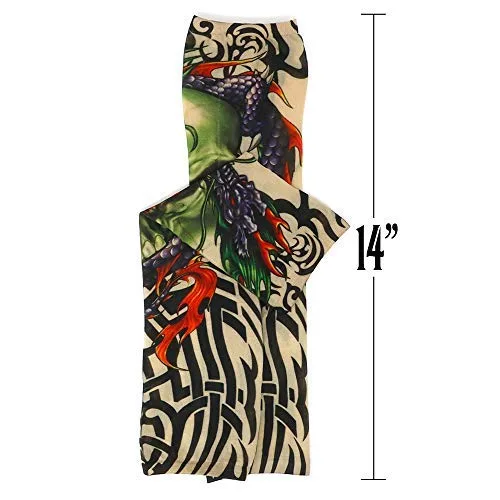 Vista 6 de Skeleteen Mangas de tatuajes temporales falsos Funda de tatuaje para brazos, accesorios de mordaza para hombres, mujeres y niños, 6 piezas