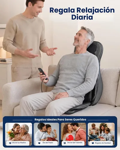 Vista 9 de COMFIER Silla masajeadora con calor, masajeador de espalda Shiatsu portátil con compresión y rodamiento, almohadilla para silla de masaje