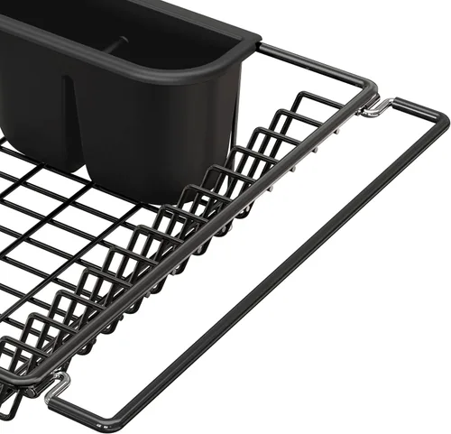 Vista 8 de Simple Houseware - Escurridor de platos grande de acero inoxidable sobre el fregadero, color negro