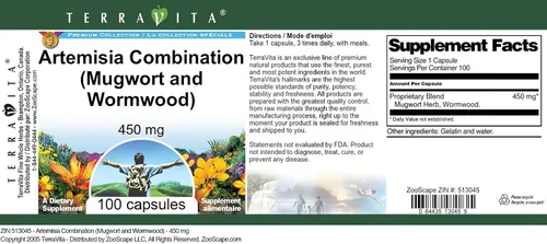 Vista 3 de Artemisia Combinación (Artemisia y Ajenjo) - 450 mg (100 Cápsulas, ZIN: 513045)