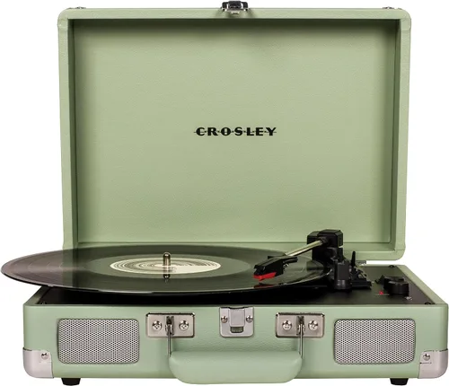 Vista 28 de Crosley CR8005F-AC Cruiser Plus - Tocadiscos vintage de 3 velocidades con Bluetooth, tipo maletín, reproductor de discos de vinilo, tablero