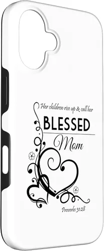 Vista 3 de Blessed Mom Proverbs 31:28 Christian Gift for Mother Case for iPhone 16