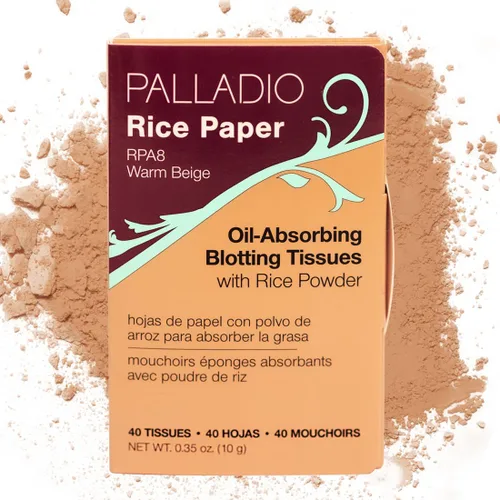 Vista 10 de Palladio Papel de arroz facial para piel grasa, hojas de secado facial hechas de arroz natural, papel absorbente de aceite con polvo de arroz, 2