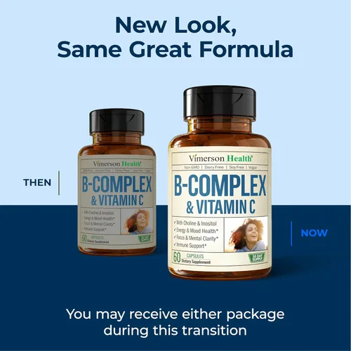 Vista 8 de Complejo de vitamina B con vitamina C y ácido fólico (Folato) - 8 vitaminas B de alta potencia: B1, B2, B3, B5, B6, B7, vitamina B12 + biotina
