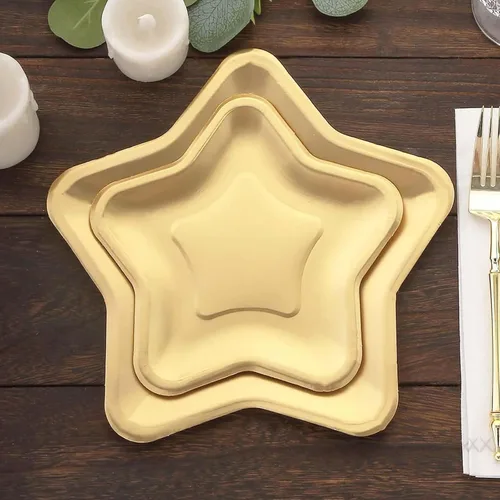 Vista 17 de Efavormart - Paquete de 25 platos de papel decagonal iridiscentes de 7.5 pulgadas, platos de postre geométricos resistentes de 300 GSM para Tipo 3