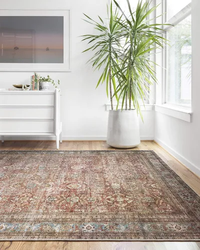 Vista 11 de Loloi - Alfombra tradicional larga de la colección Layla LAY-01 Ladrillo/Azul de 0,8 m x 3,6 m, 0,33 cm de espesor, suave, duradera, de inspiración
