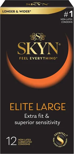 Vista 5 de SKYN Excitation - Condones lubricados de 12 unidades y preservativos SKYN Elite grandes sin látex de 12