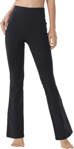 Vista 2 de Keolorn Pantalones de yoga con corte de bota para mujer, pantalones de entrenamiento de cintura alta para mujer, control de abdomen, pantalones