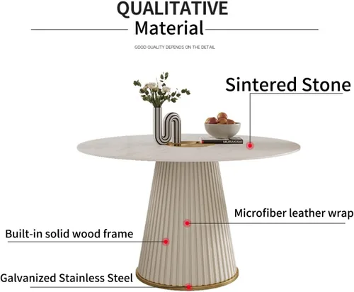 Vista 9 de Mesa de comedor de piedra interizada Simplicity Comedor Cafetería Muebles para el hogar, Mesa de comedor redonda creativa nórdica Mesa auxiliar