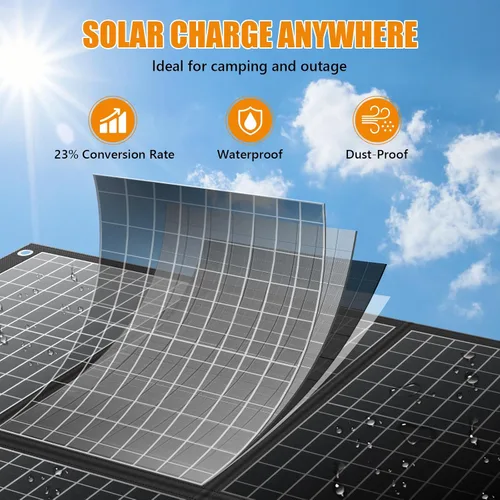 Vista 6 de Paneles solares portátiles de 100 vatios, panel solar plegable de 100 W para estación de energía, camping, senderismo, vida fuera de la red, paneles