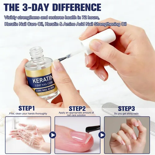 Vista 5 de 2 unidades de cuidado de uñas de 3 días - Aceite de queratina para el cuidado de uñas, tratamiento hidratante para uñas fuertes y brillantes, repara