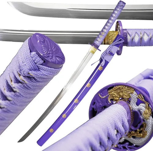 Vista 2 de Kamaiwo -1045/1060 forjadas, espadas samurai japonesas, son un regalo único para hombres - El acero de alto carbono de espiga completa hace un