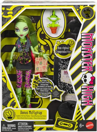 Vista 6 de Monster High Muñeca Boo-riginal Creeproduction, Venus McFlytrap - Reproducción coleccionable con soporte para muñecas, diario y Pet Chewlian