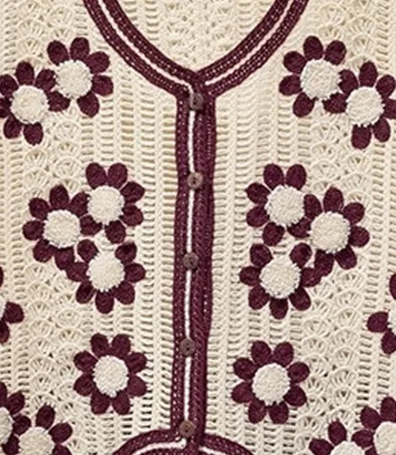 Vista 6 de Chaleco de punto sin mangas con cuello en V para mujer, chaleco corto estampado con botones