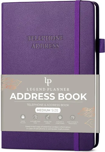 Vista 8 de Libreta de direcciones Legend Planner con pestañas alfabéticas – Libro de contactos telefónicos para números de teléfono, direcciones, contraseñas
