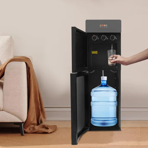 Vista 4 de Dispensador de agua para botella de 5 galones, dispensador de agua fría y caliente de carga inferior, fuente de agua de 3 temperaturas, dispensador